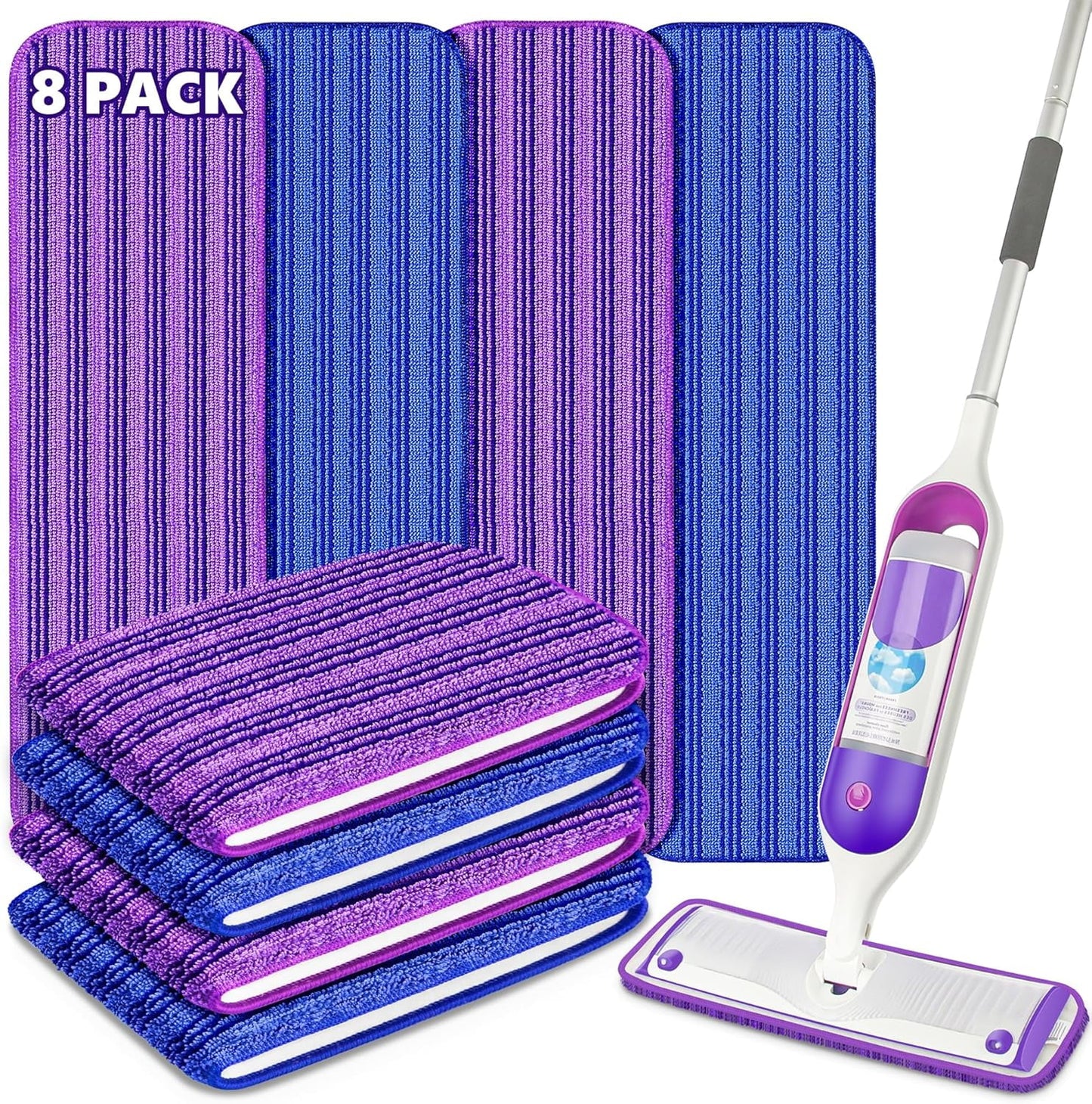 Reusable Mop Pads Compatible with Swiffer PowerMop 8 Pack Power Mop Refills Washable for Most Floor Types