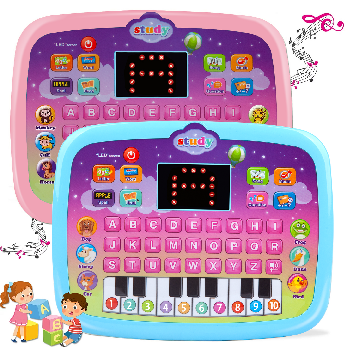 UUGEE Montessori Learning Toys for Toddler Baby 3 to 4 Year with ABC Spelling Music Educational Function,Pink
