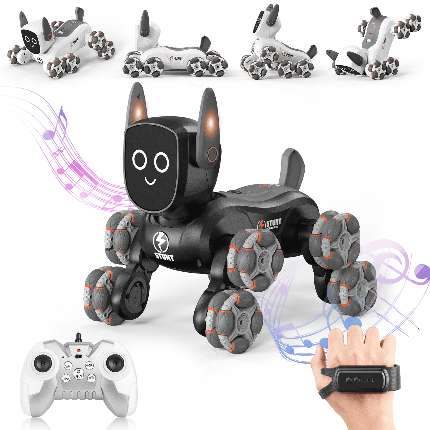 UUGEE Remote Control Robot Dog Toys, RC Smart Robot Intelligent Pets 8WD Gesture Sensing Stunt Toys with Light and Music, Gifts for 5 6 7 8+ Years Old Boys Kids