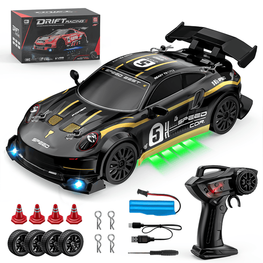 UUGEE RC Drift Car, 1:24 Remote Control Car for Kids, 20KM/H 4WD High Speed RC Cars with LED Lights, 4 Extra Drifting Tires, Vehicle for Adults Boys Girls 8-12£¬Black