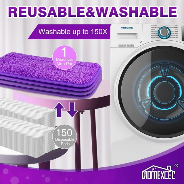 Reusable Microfiber Mop Pads for SwifferPower Mop,Machine Washable Pad Replacement for Multi-Surface Floor Cleaning