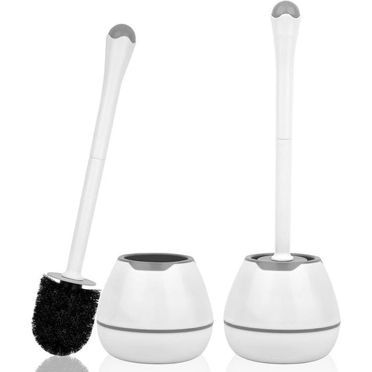 Toilet Brush and Holder, Plastic Holder Easy to Hide