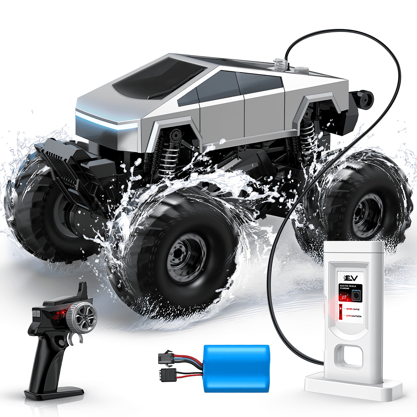 UUGEEE Remote Control Car,2.4GHz Amphibious RC Stunt Car Toys, 4WD 1:16 RC Monster Truck for All Terrain, Boys Gifts for Kids Gifts for Kids Age 6 7 8 9 10+