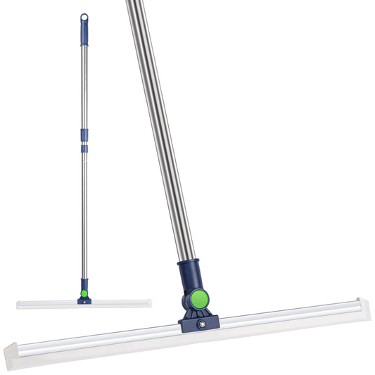 Floor Squeegee with Extra Long Handle for Concrete Floor and Tile Cleaning