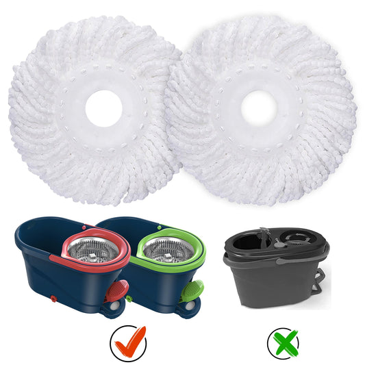Microfiber Mop Head Replacement for Spin Mop Refill 2pack, white