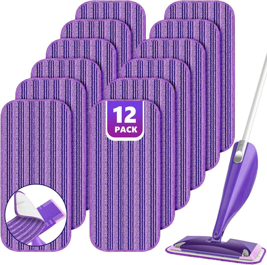 Reusable Microfiber Wet Jet Pads Mopping Cloths for Most Floor Types Super-Absorbent, Washable (12 Pcs)