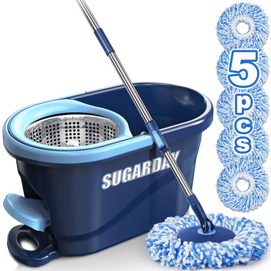 Spin Mop and Bucket with Wringer Set for Floors Cleaning Heavy duty System, Blue