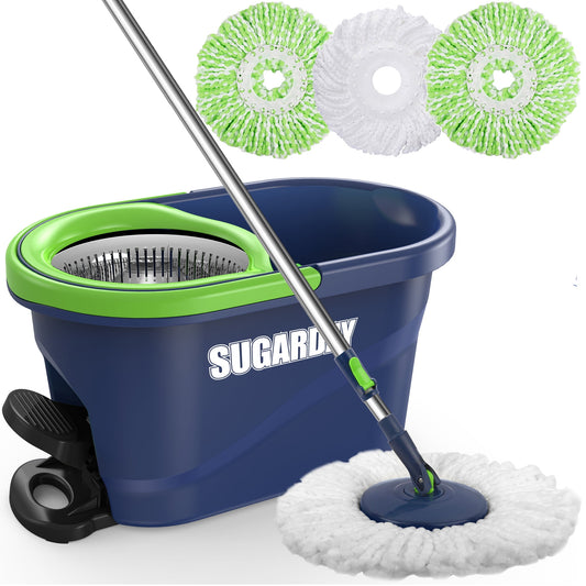 Spin Mop and Bucket with Wringer Set for Floors Cleaning Heavy duty System, Green