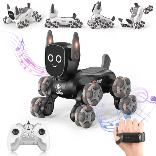 UUGEE Remote Control Robot Dog Toys, RC Smart Robot Intelligent Pets 8WD Gesture Sensing Stunt Toys with Light and Music, Gifts for 5 6 7 8+ Years Old Boys Kids
