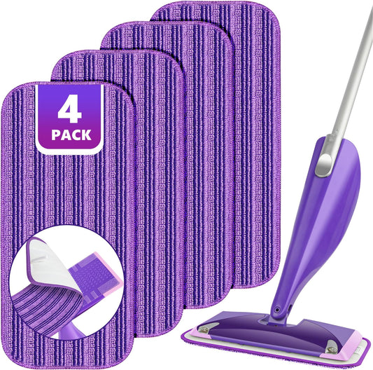 Wet Jet Pads Refills for Swiffer Mop 4 Pcs Reusable Microfiber Cleaning Pads for Hardwood Floor Cleaning
